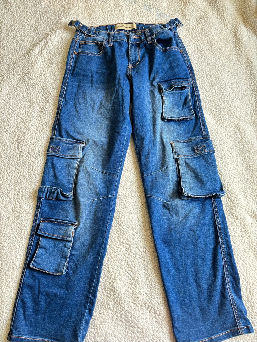 Blue Denim Cargo Pants - Men's